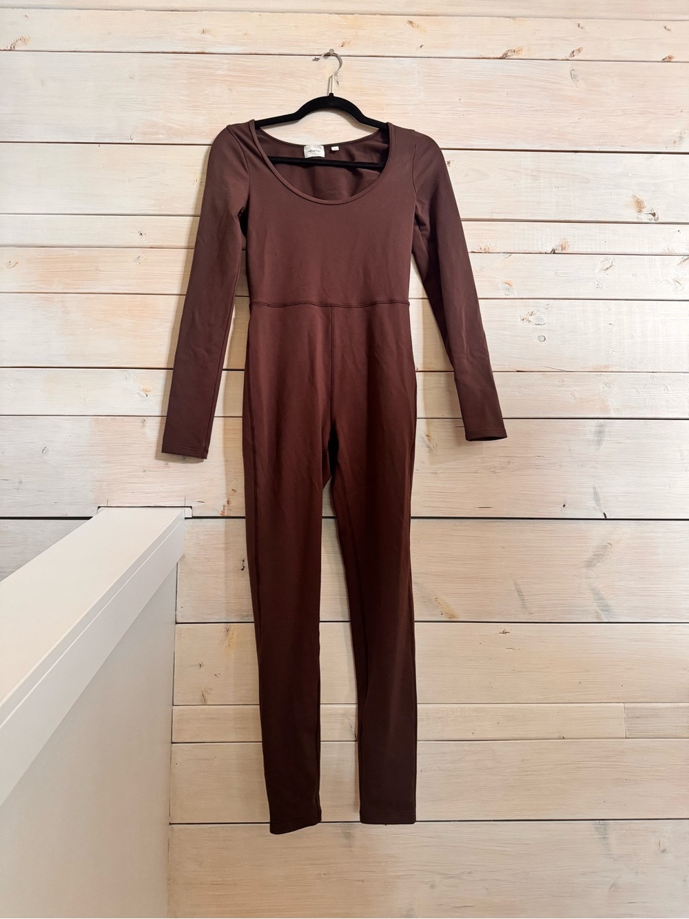 Wilfred Brown Long-Sleeve Scoop-Neck Jumpsuit